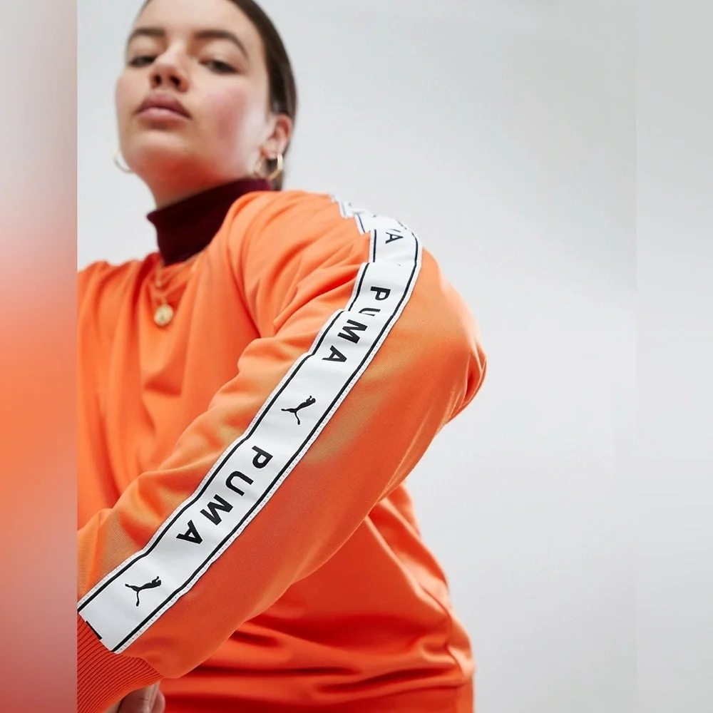 PUMA x ASOS Exclusive Jumper Sweatshirt Crewneck Orange with tape sleeve XXL - Picture 2 of 10
